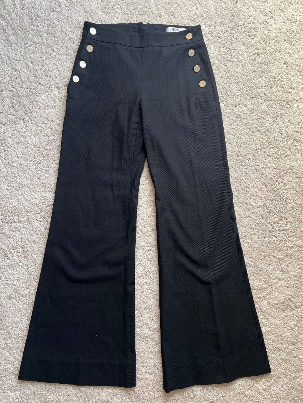 Max Mara Sfilata Sailor Wide Leg Pants Gold Anchor Buttons Size 8